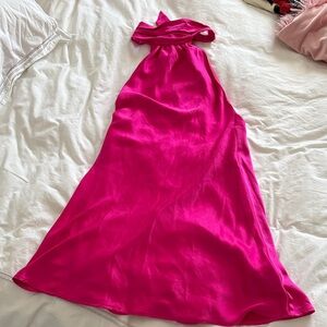 Fuchsia Halter Midi Dress - Elegant Women's Dress